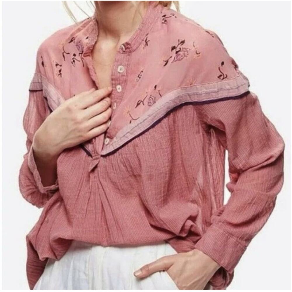 Free People Pink Tunic Blouse